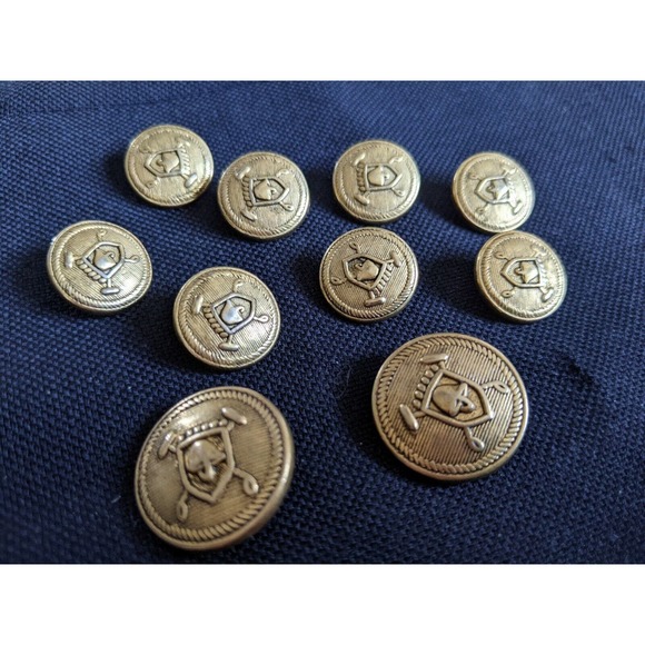 RARE Bronze brass Ralph POLO set 10 Gold Blazer Suit Jacket Replacement Buttons. - Picture 2 of 8